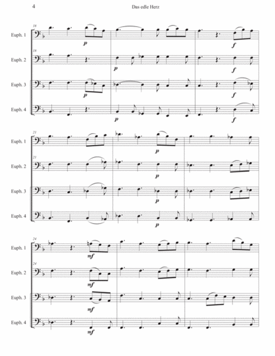 Three Pieces by Anton Bruckner: Euphonium Quartet- Full Scores