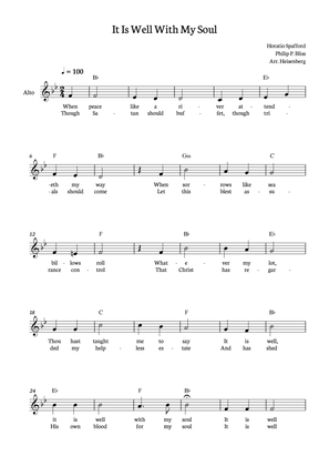 It Is Well With My Soul - Alto in Bb with lyrics and chords