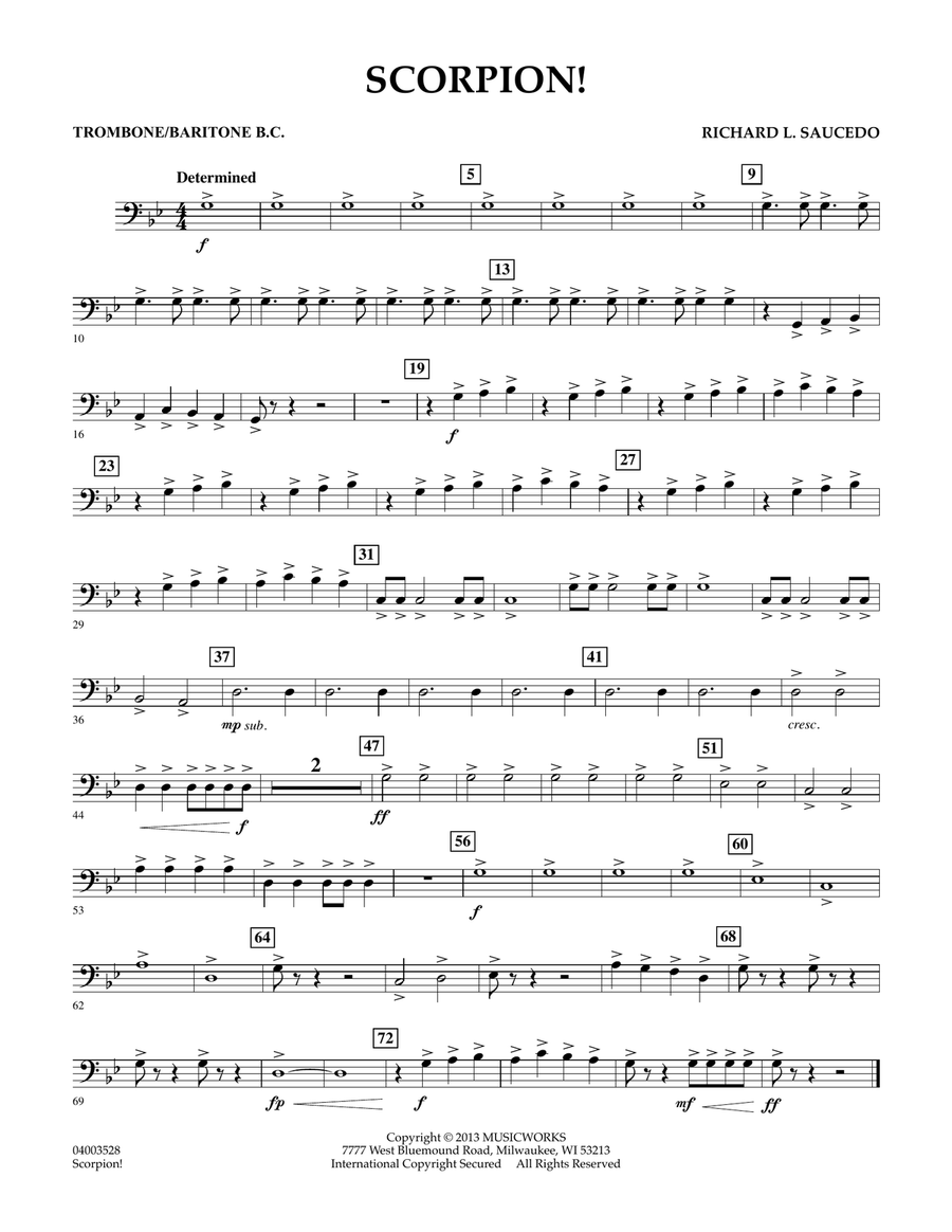 Scorpion! - Trombone/Baritone B.C. Concert Band scores gallery preview page 1