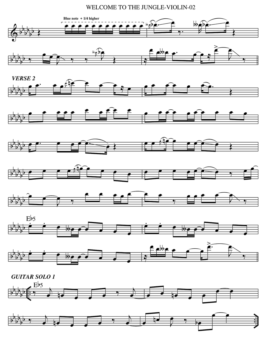 Welcome To The Jungle Violin Solo scores gallery preview page 2