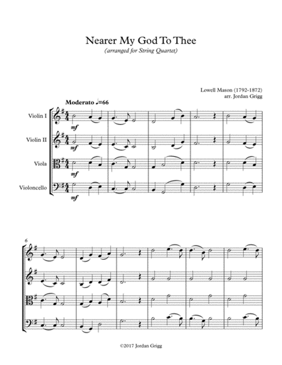 Nearer My God To Thee (String Quartet) Score and Parts image number null