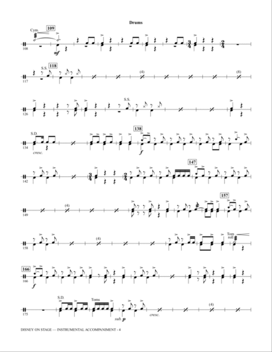 Disney On Stage (Medley) - Drums Choir scores gallery preview page 3