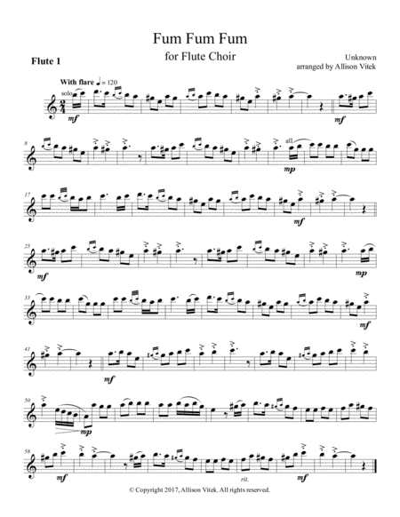 Fum Fum Fum: for Flute Choir image number null