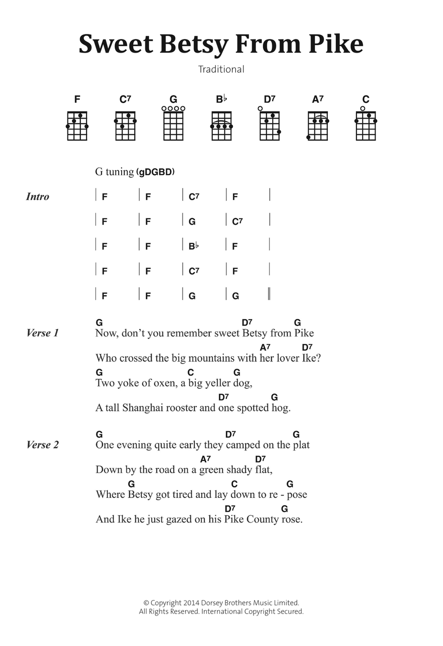 Sweet Betsy From Pike Sweet Betsy From Pike Piano, Vocal, Guitar scores gallery preview page 1