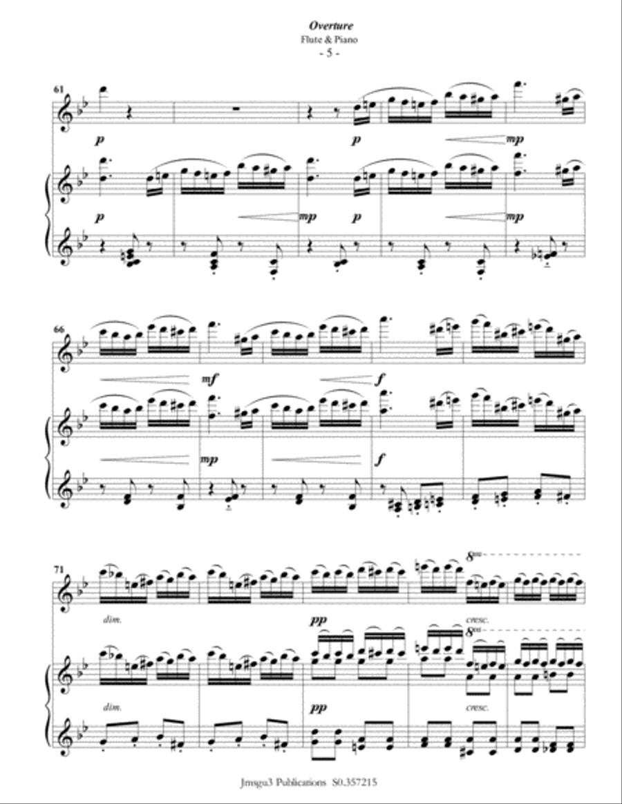 Tchaikovsky: Overture from Nutcracker Suite for Flute & Piano Flute Solo scores gallery preview page 6