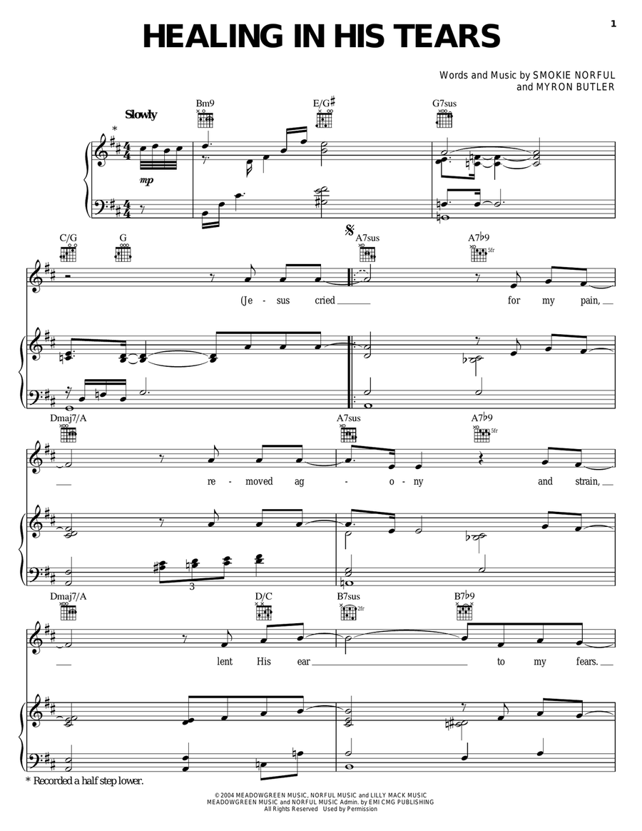 Healing In His Tears Healing In His Tears Piano, Vocal, Guitar scores gallery preview page 1