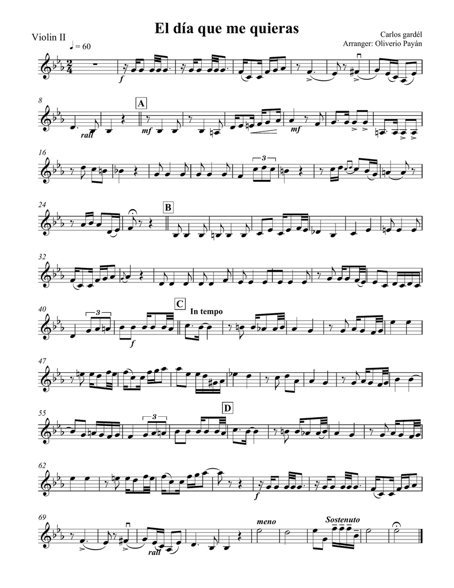 El Día que me quieras El Día que me quieras String Quartet scores gallery preview page 2