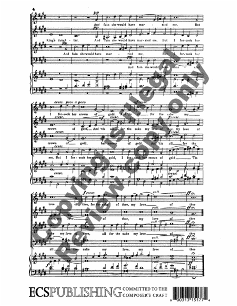 Five English Folk-Songs: 4. The Lover's Ghost (Well met, my own true Love) 4-Part scores gallery preview page 6