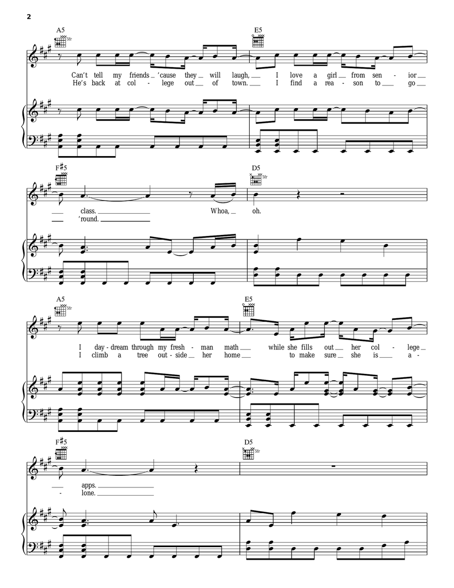 What I Go To School For Piano, Vocal, Guitar scores gallery preview page 2