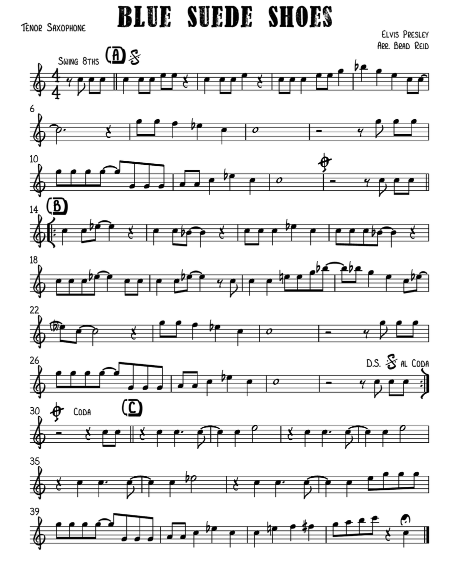 Blue Suede Shoes Tenor Saxophone scores gallery preview page 1