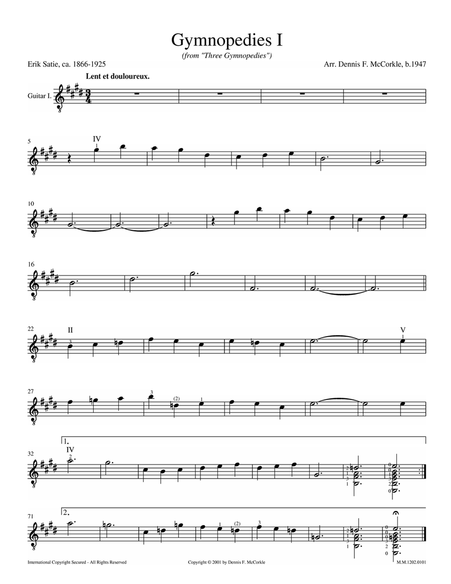 Gymnopedies I for Two Guitars (from Three Gymnopedies) for Two Guitars Acoustic Guitar scores gallery preview page 1