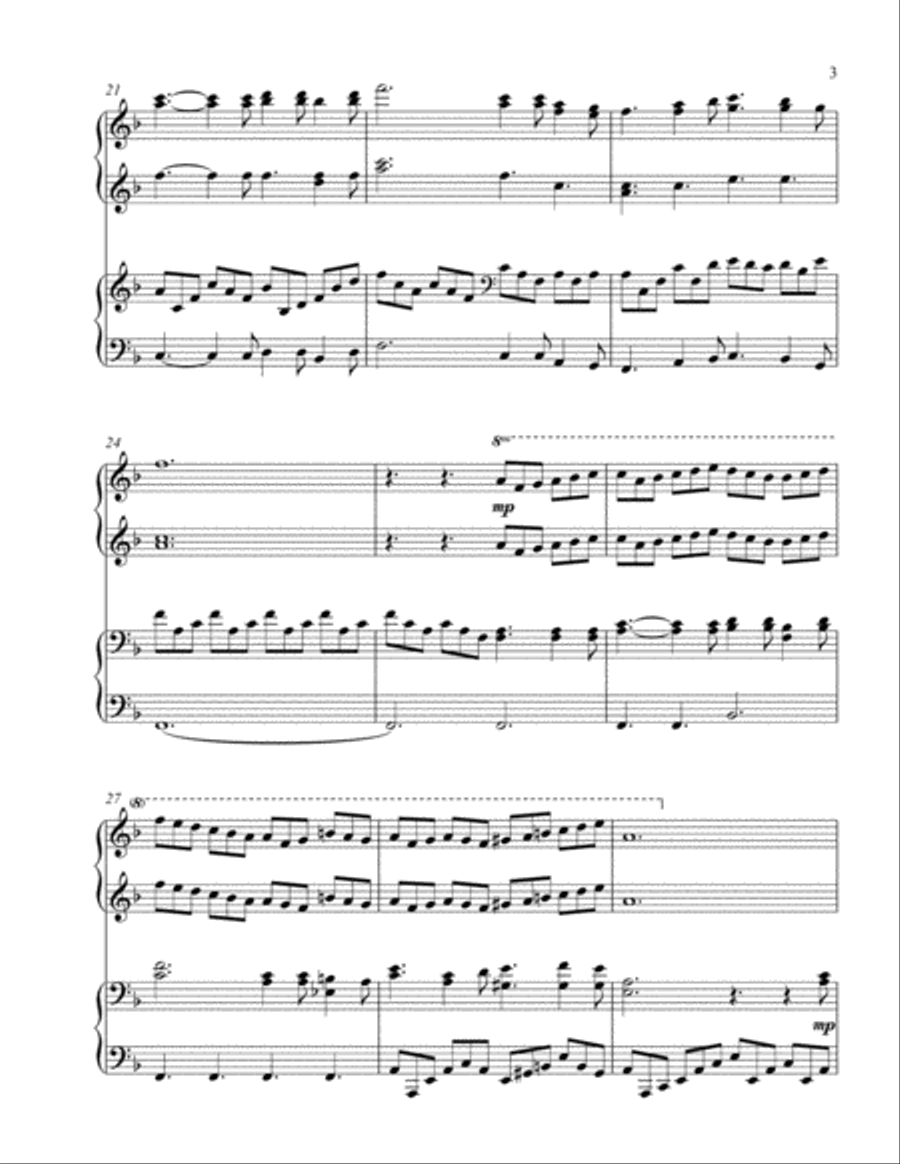 A Holy, Silent Night (1 piano, 4 hand duet) 1 Piano, 4-Hands scores gallery preview page 4
