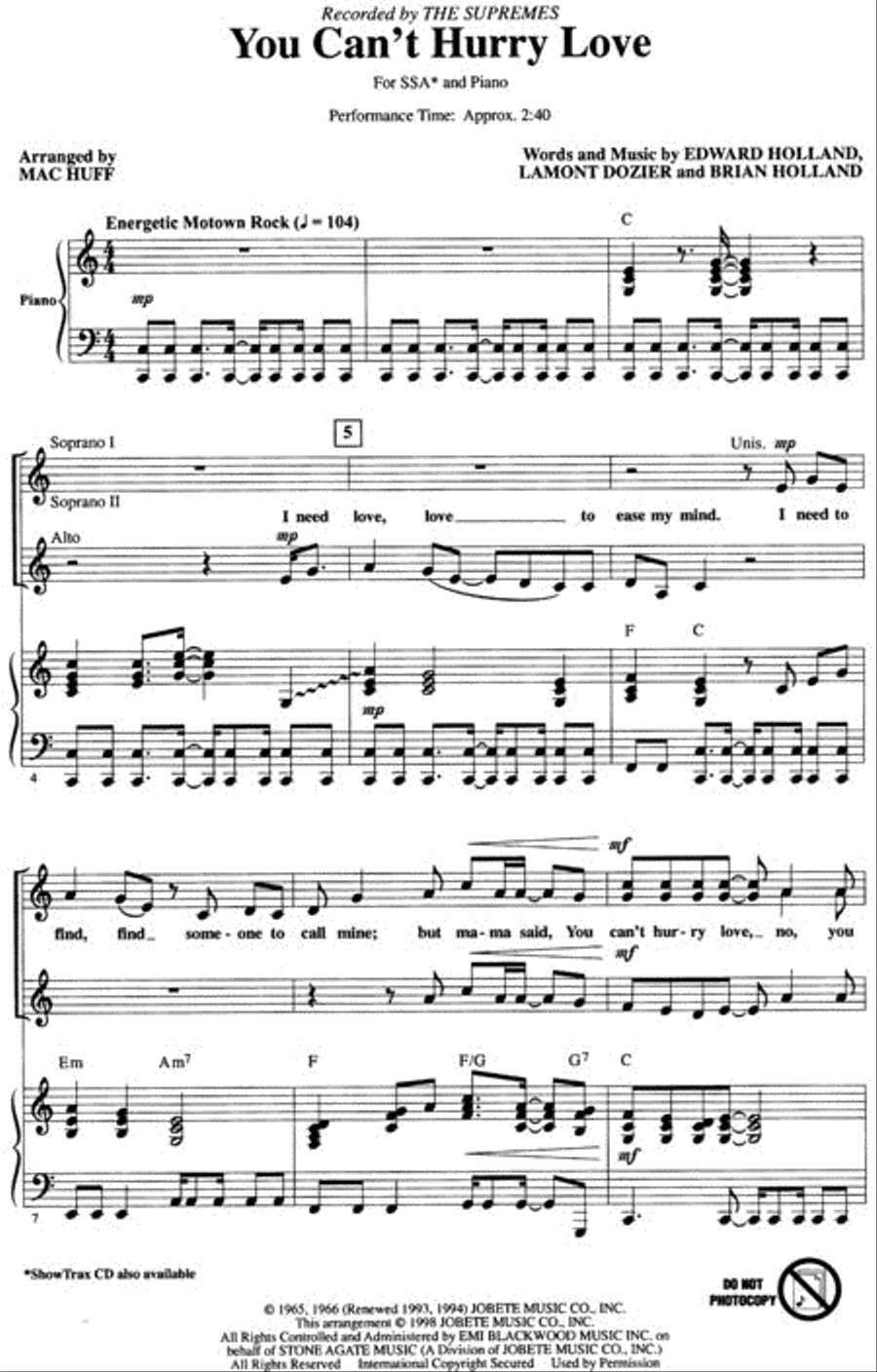 You Can't Hurry Love You Can't Hurry Love SSA scores gallery preview page 2