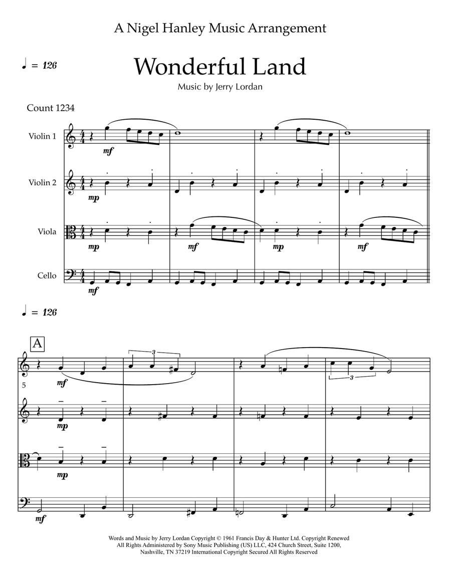 Wonderful Land String Quartet scores gallery preview page 3