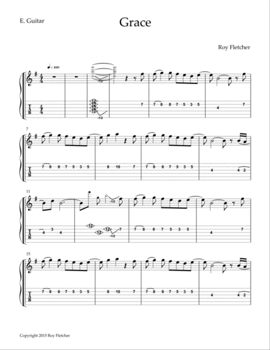 Grace Guitar Tablature scores gallery preview page 1