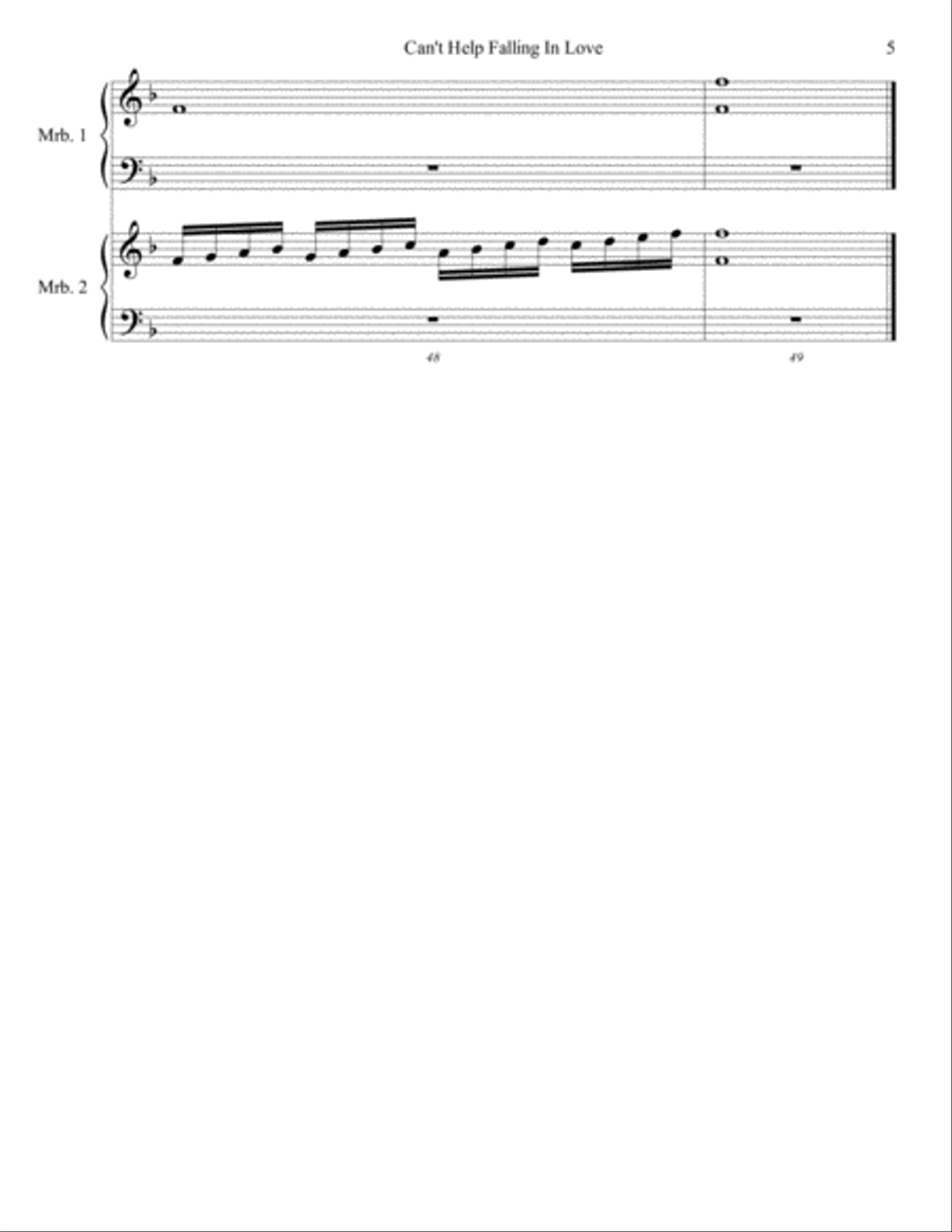 Can't Help Falling In Love Marimba scores gallery preview page 5