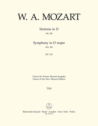 Symphony, No. 20 D major, KV 133