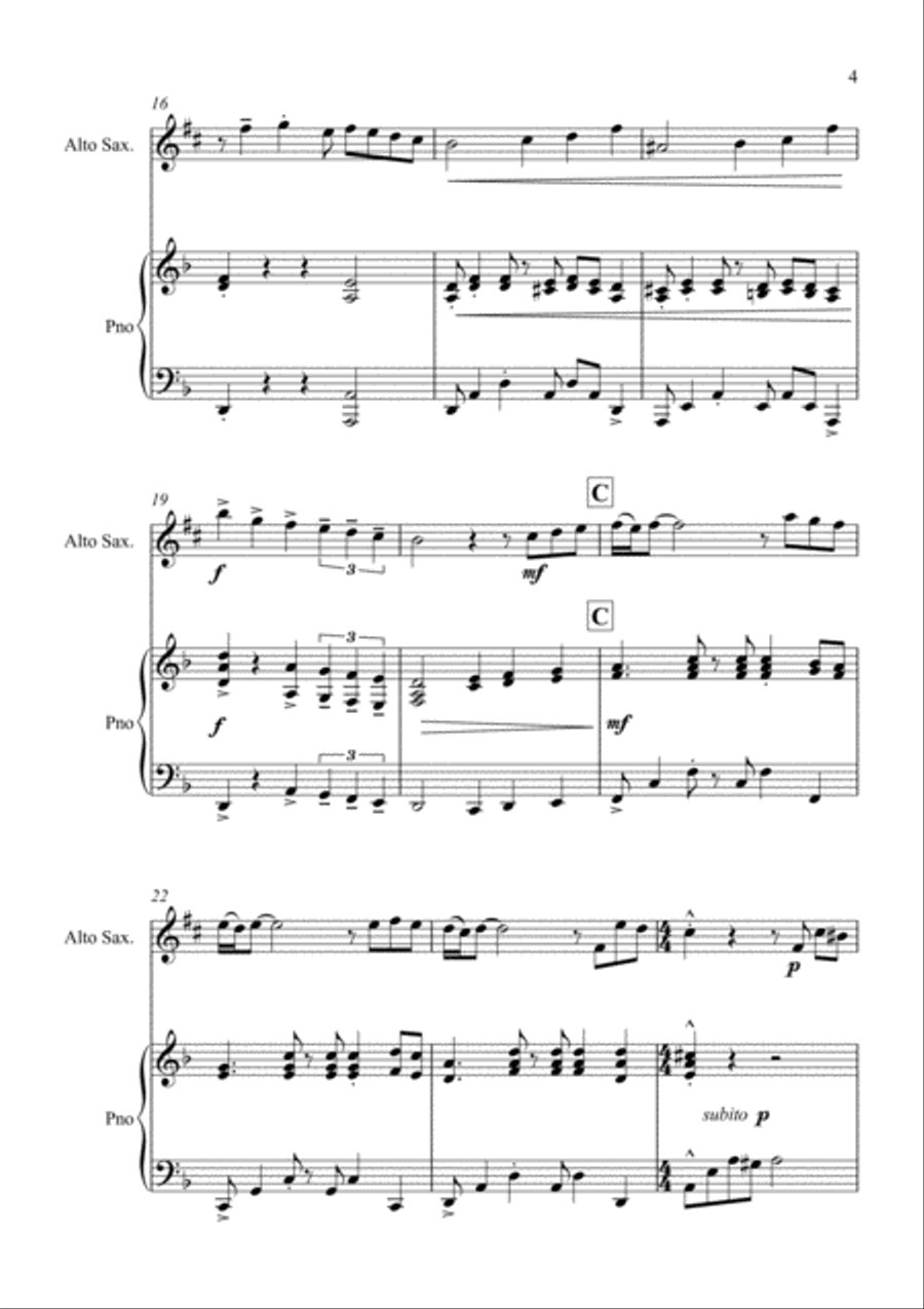 Fur Elise - a Jazz Arrangement for Alto Saxophone and Piano image number null