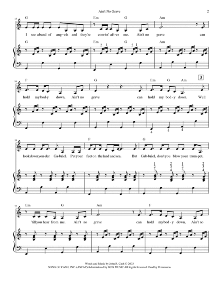 Ain't No Grave Celtic Harp scores gallery preview page 3