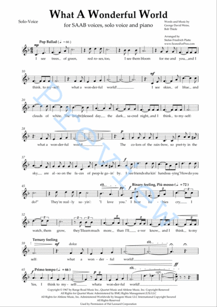 What A Wonderful World 4-Part scores gallery preview page 5