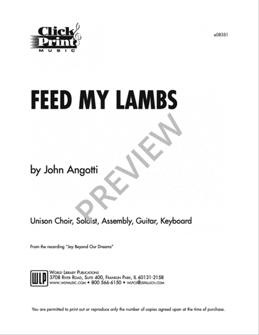 Feed My Lambs Unison Choir scores gallery preview page 7
