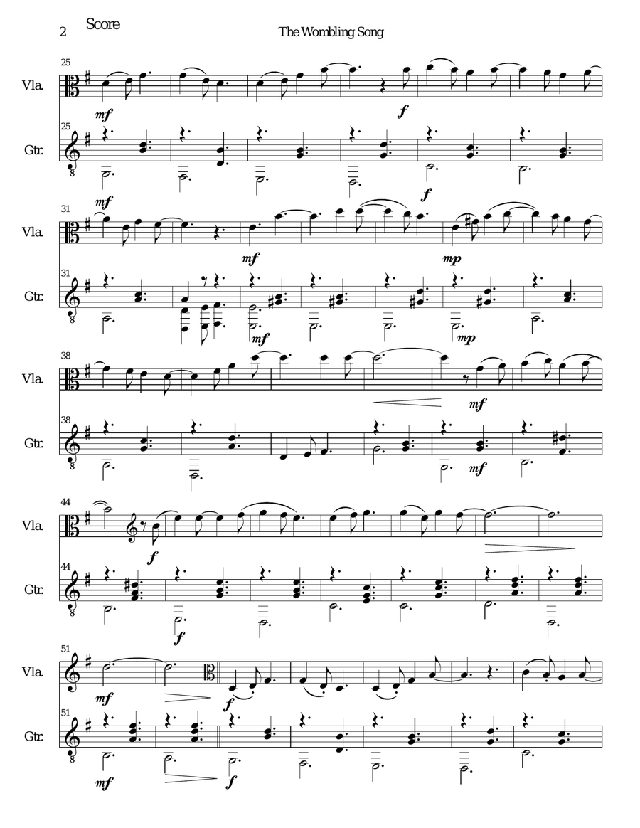 The Wombling Song String Duet scores gallery preview page 2