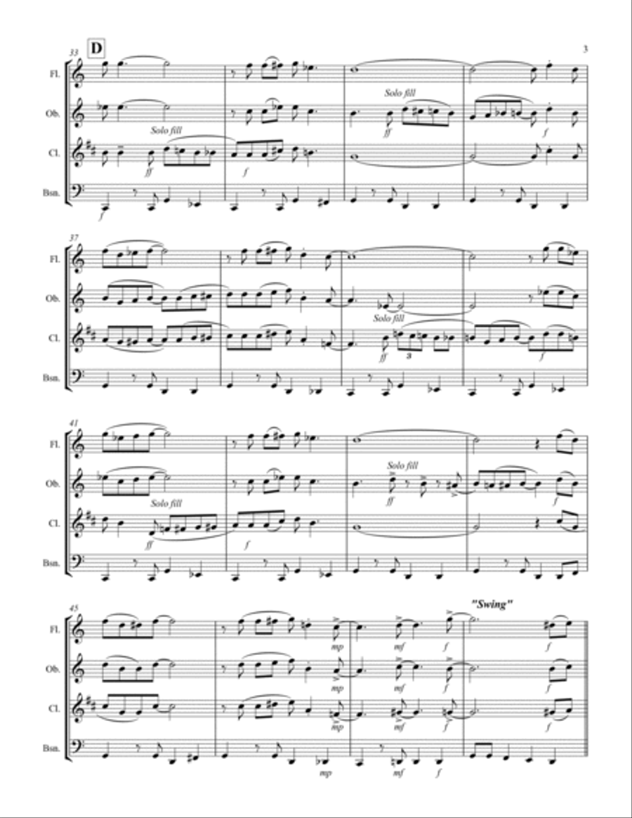 St. Louis Blues (for Woodwind Quartet) Woodwind Quartet scores gallery preview page 4