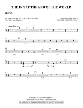Book cover for The Inn at the End of the World (arr. Heather Sorenson) - Timpani