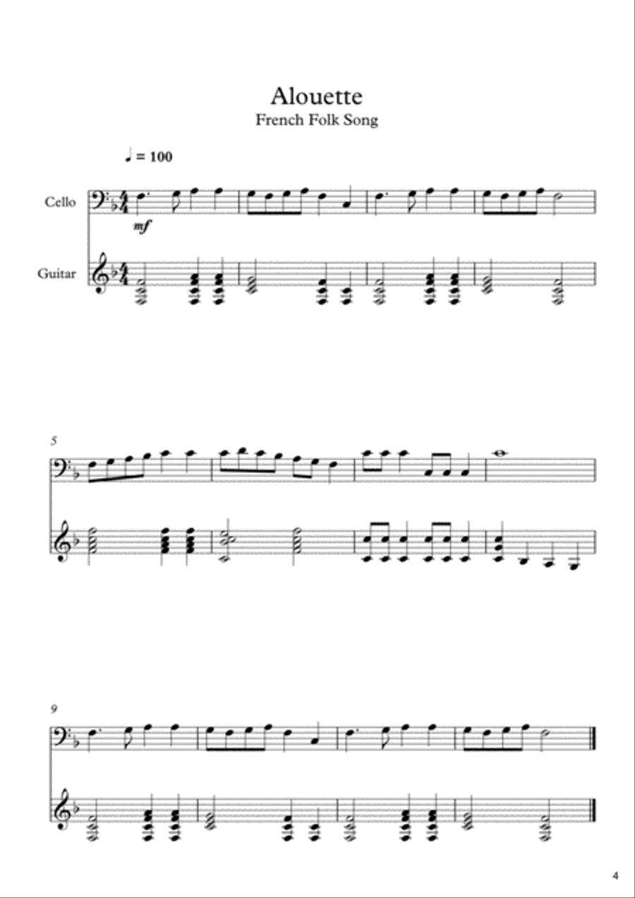 10 Easy Classical Pieces For Cello & Guitar Vol. 2 String Duet scores gallery preview page 5