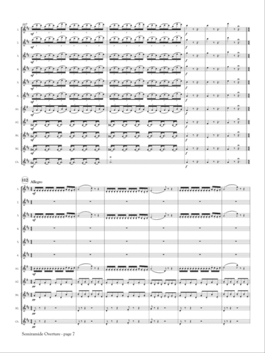 Semiramide Overture for Flute Orchestra Flute Choir scores gallery preview page 4