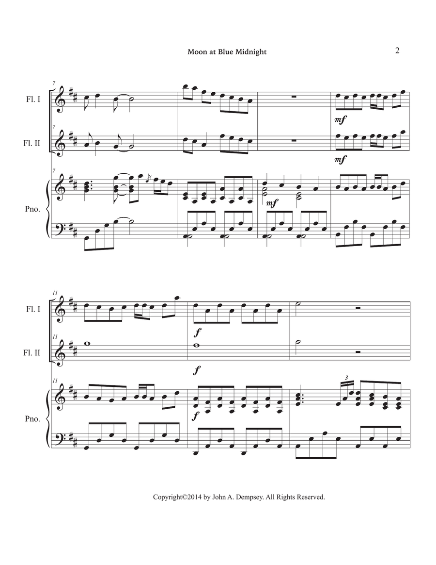 Moon at Blue Midnight (Trio for Two Flutes and Piano) Flute scores gallery preview page 6