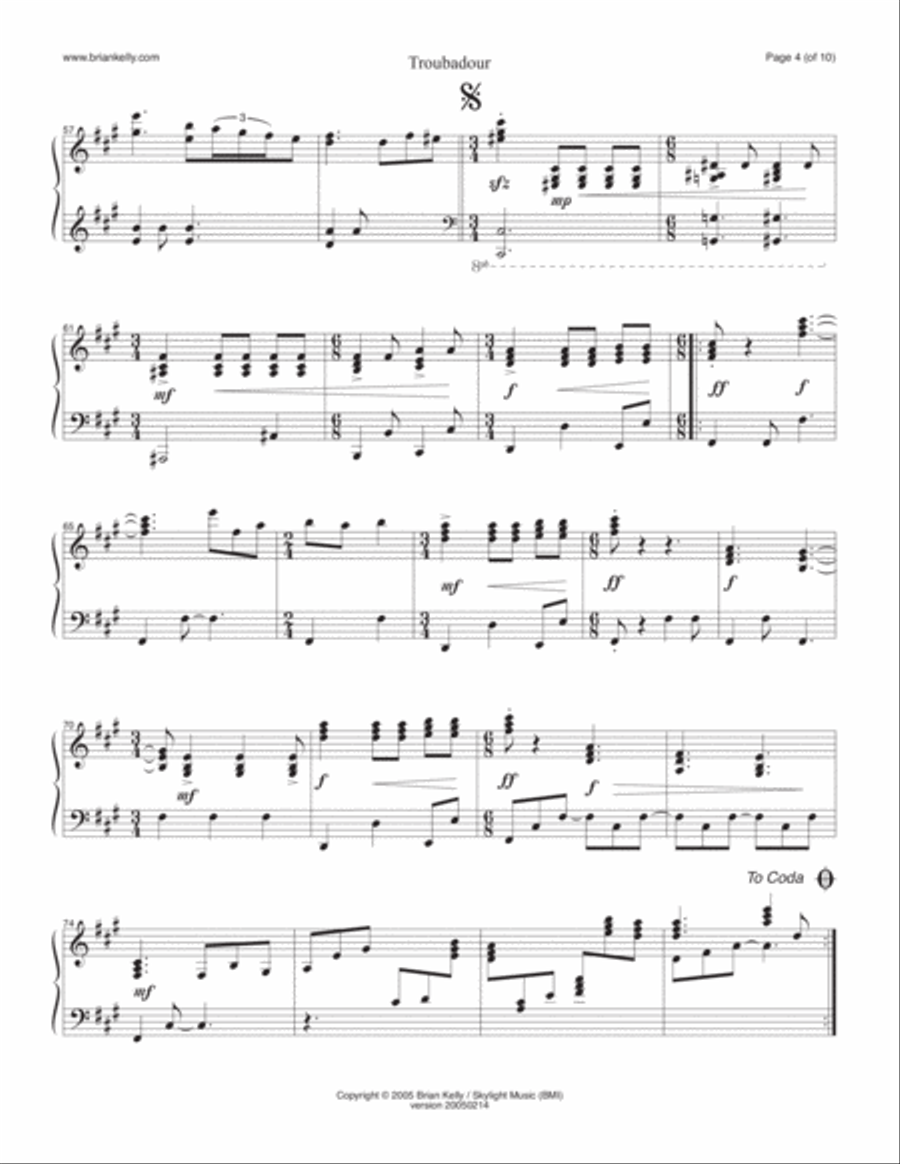 Troubadour Piano Solo scores gallery preview page 4