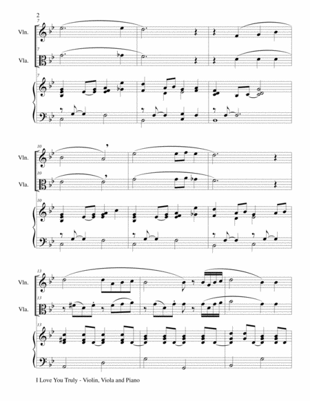 I LOVE YOU TRULY (Trio – Violin, Viola, and Piano with Score and Parts) image number null
