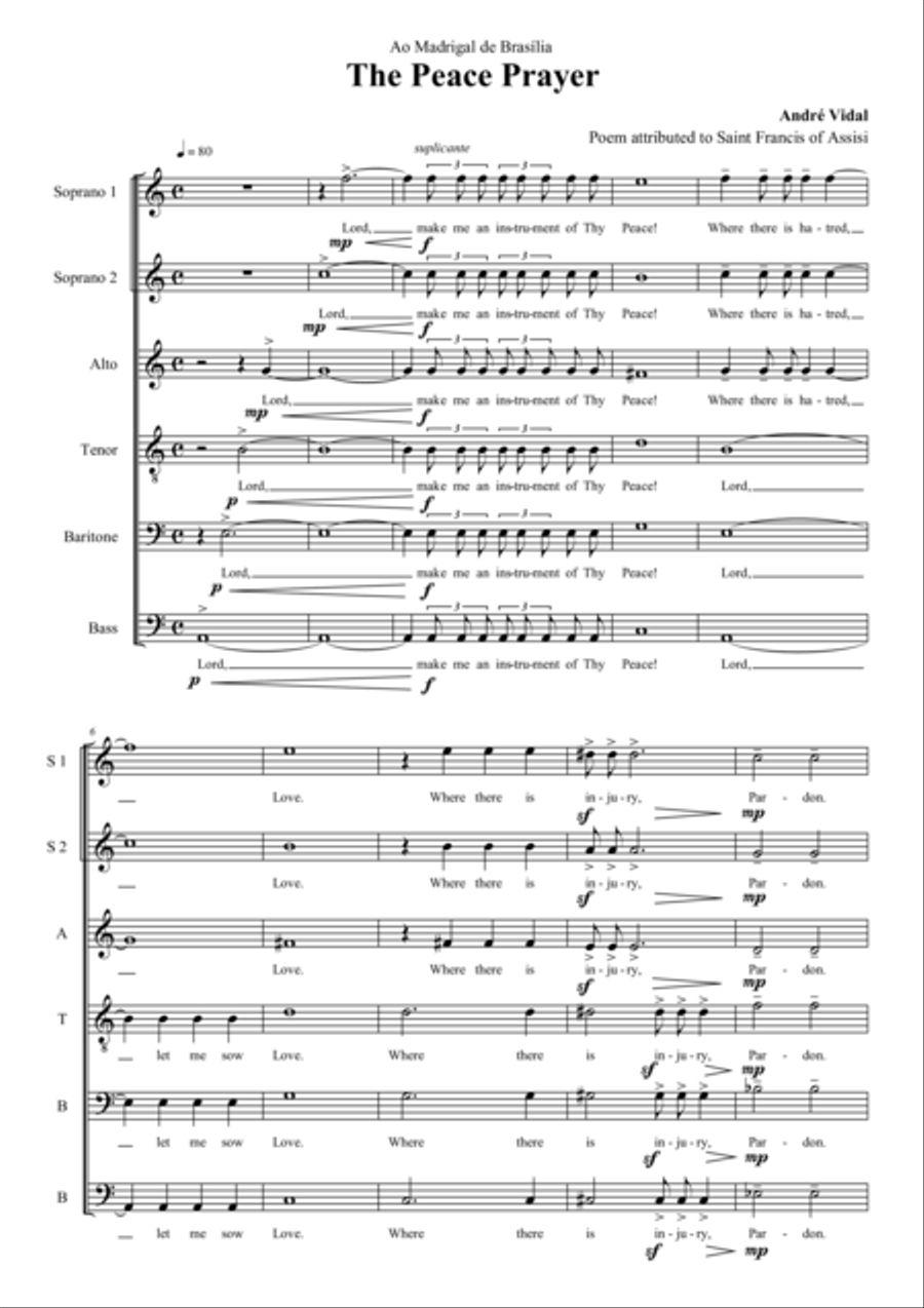 THE PEACE PRAYER Choir scores gallery preview page 1