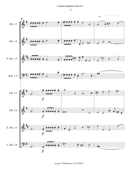 Gabrieli: Canzon Septimi Toni Ch. 172 for Double Reed Choir image number null