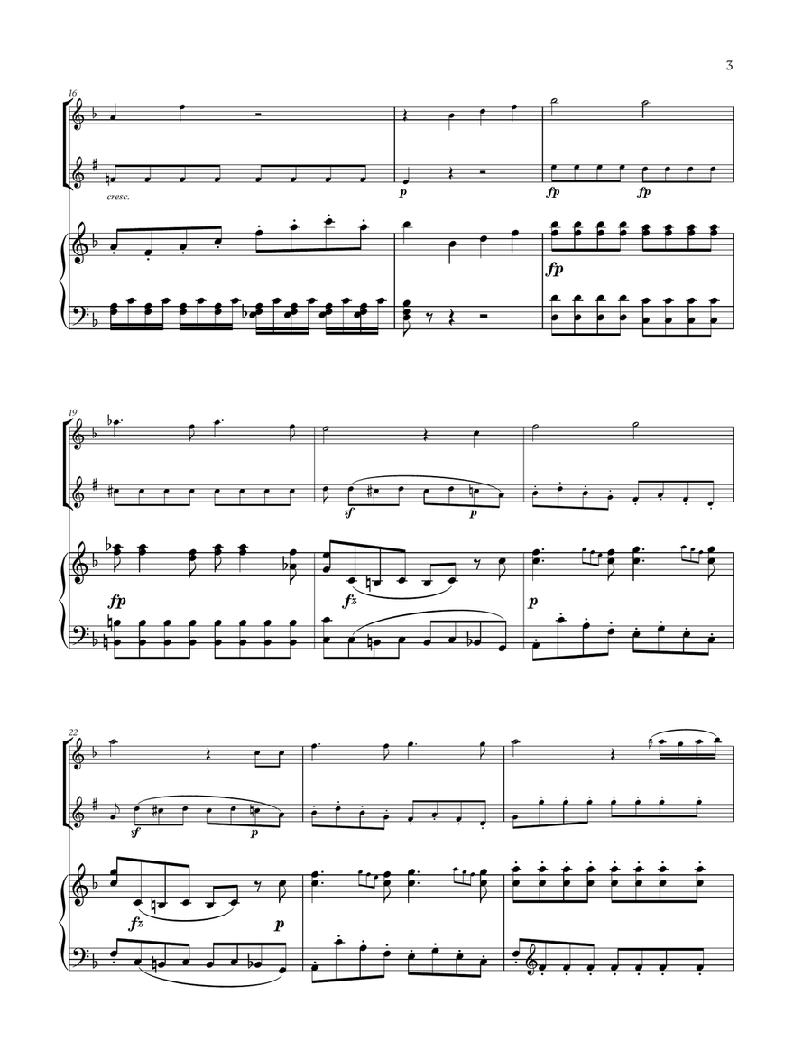 W. A. Mozart - Queen of the Night Aria (for Violin, Soprano Saxophone and Piano) Soprano Saxophone scores gallery preview page 3