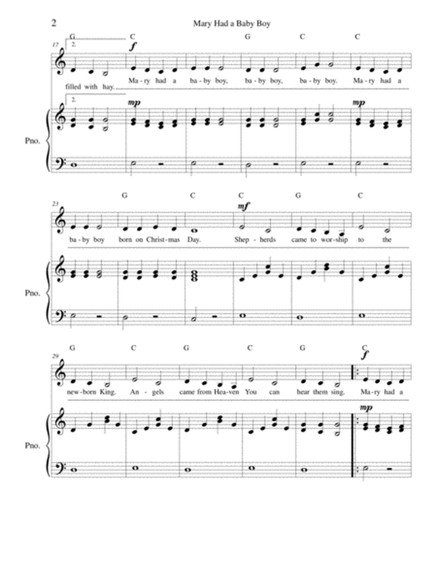 Mary Had a Baby Boy (Christmas for kids) - solo and piano image number null