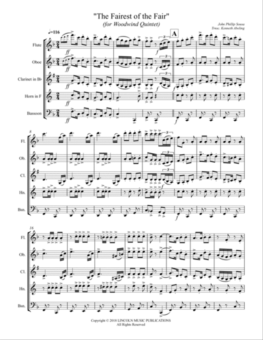 March – The Fairest of the Fair (for Woodwind Quintet) Woodwind Quintet scores gallery preview page 2