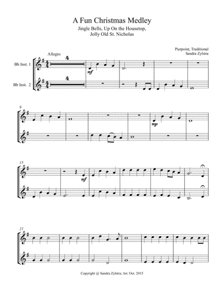 A Fun Christmas Medley (treble Bb instrument duet, parts only) image number null