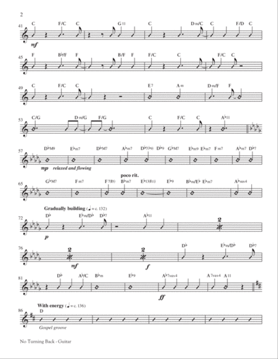 No Turning Back Unison Choir scores gallery preview page 3