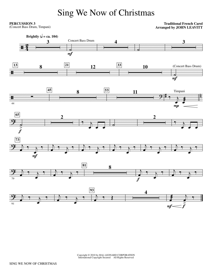 Sing We Now Of Christmas - Percussion 3 Choir scores gallery preview page 1