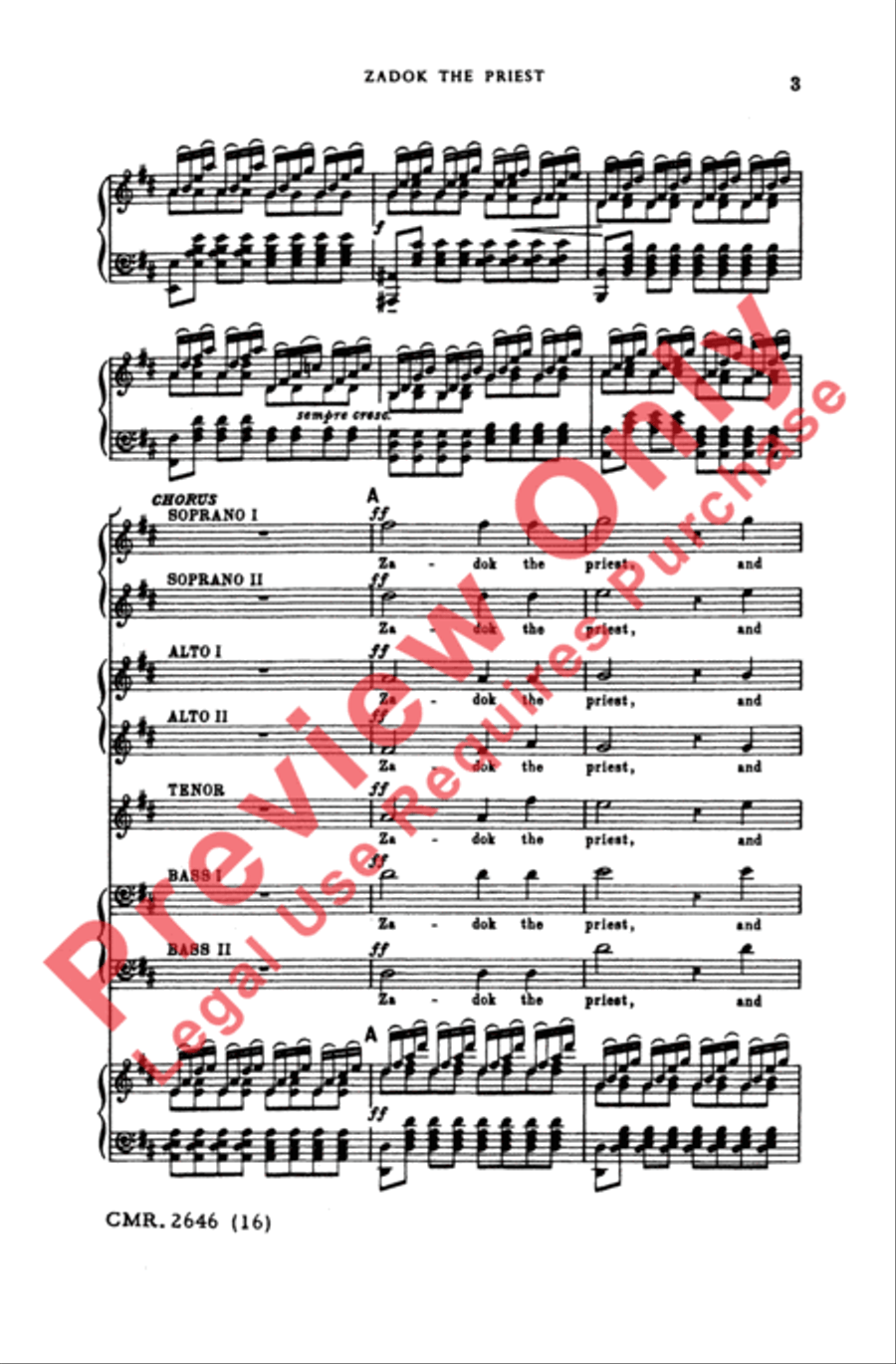 Zadok the Priest 4-Part scores gallery preview page 3
