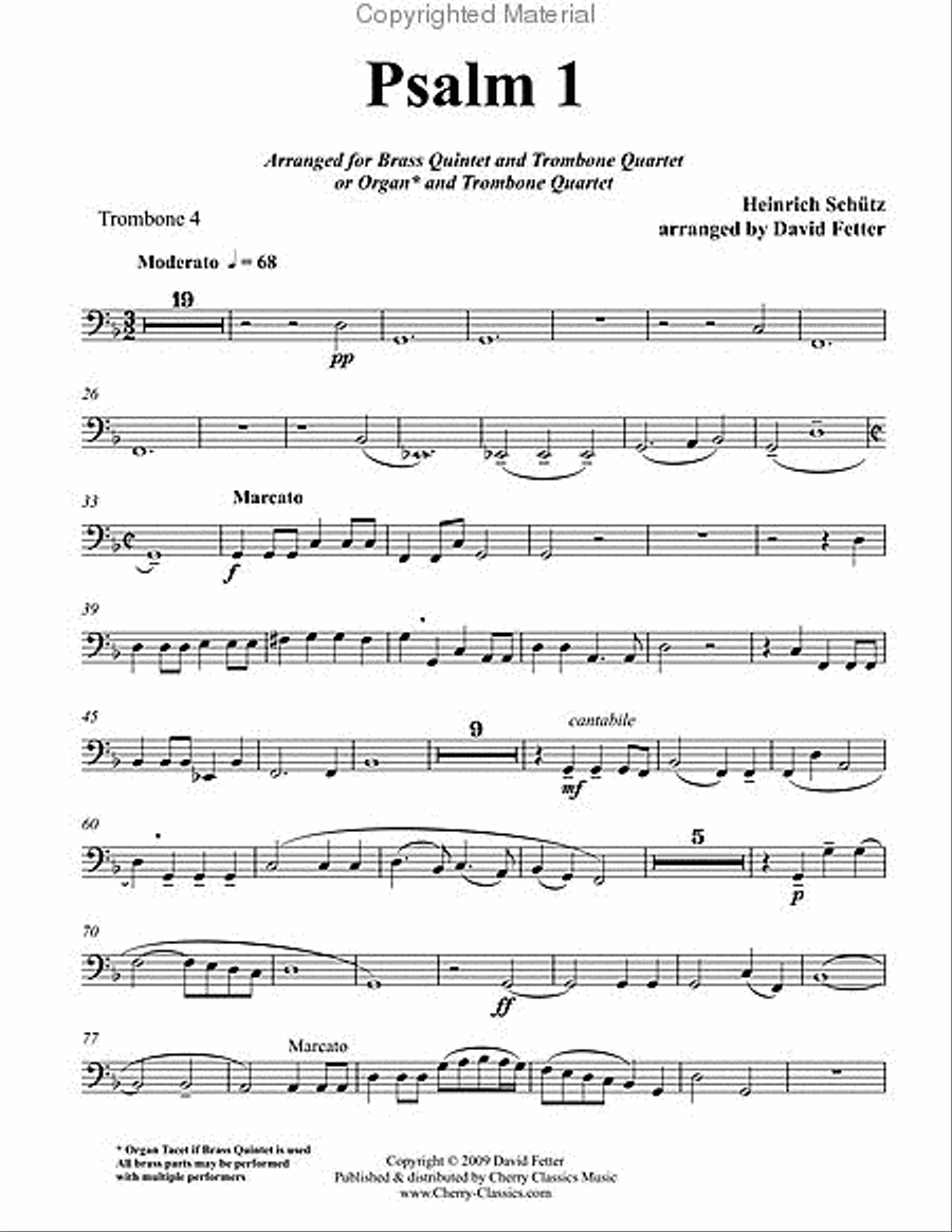 Psalm 1 for Trombone Quartet or Organ and Brass 4-Part scores gallery preview page 8