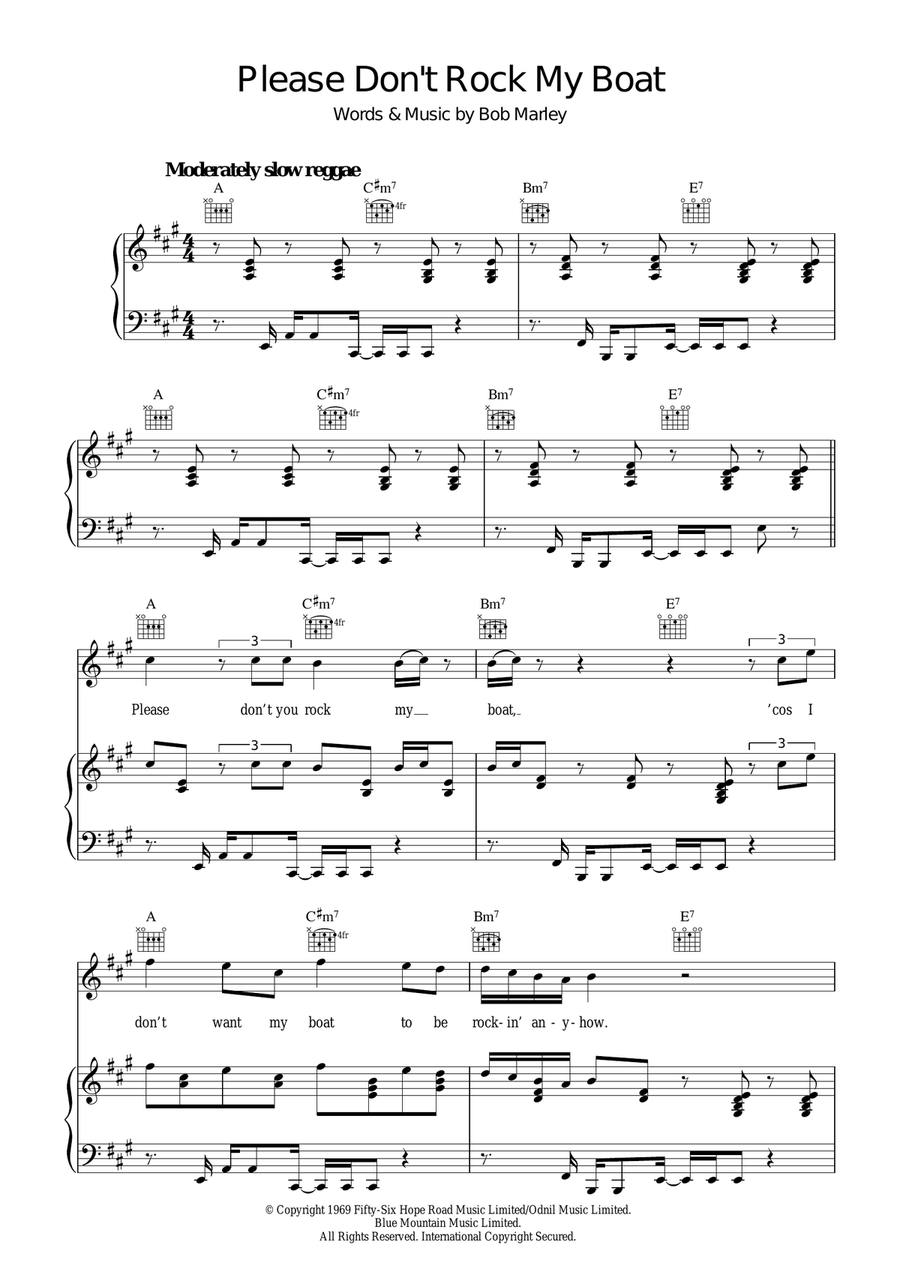 Please Don't Rock My Boat Piano, Vocal scores gallery preview page 1