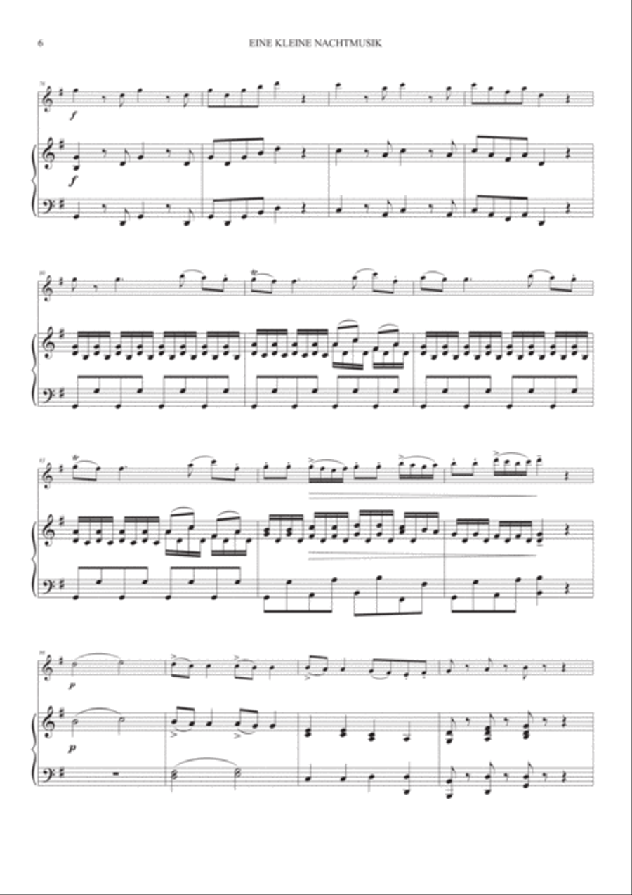 Eine Kleine Nachtmusik (1st Mov.) for Oboe and Piano Piano scores gallery preview page 6