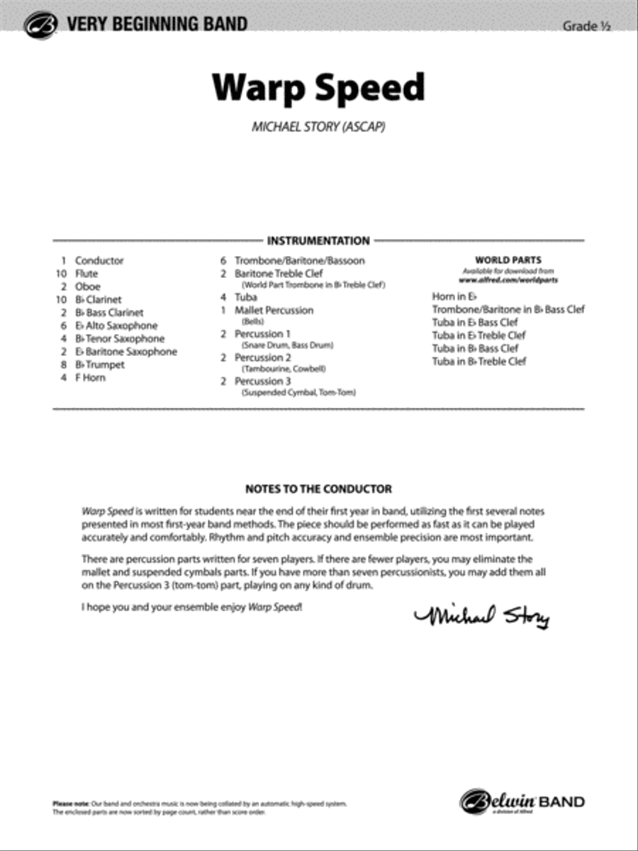 Warp Speed: Score Warp Speed: Score Concert Band scores gallery preview page 1