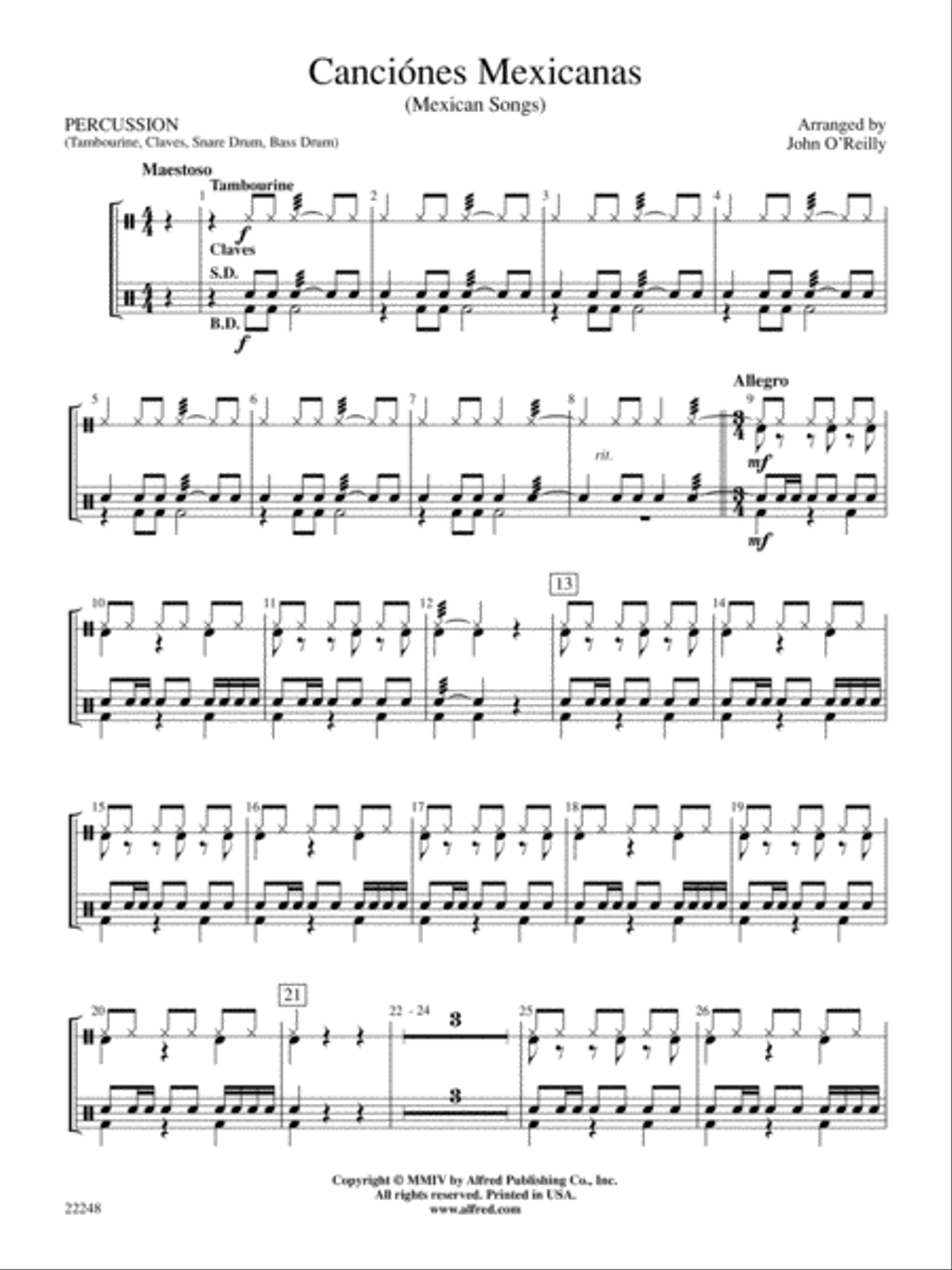 Canciónes Mexicanas: 1st Percussion Concert Band scores gallery preview page 1