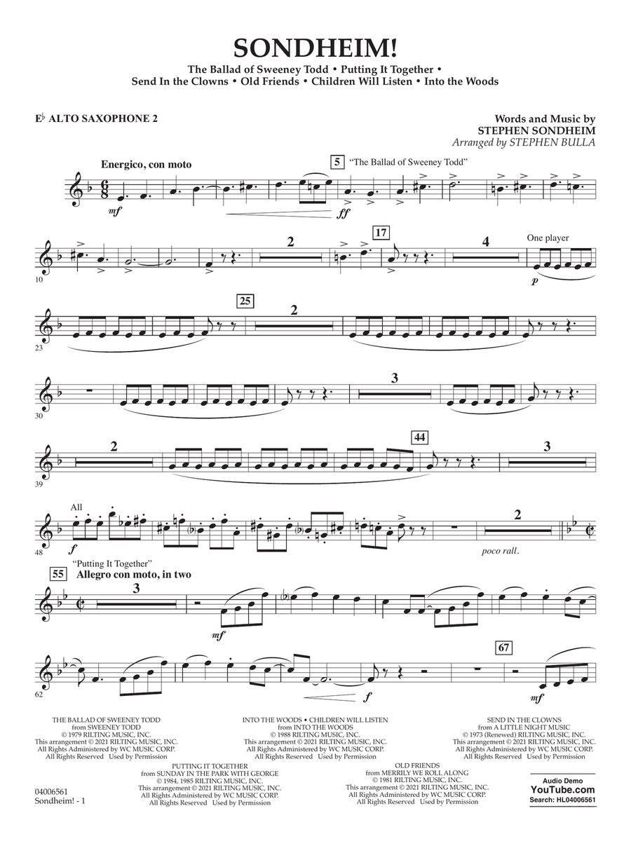 Sondheim! (arr. Stephen Bulla) - Eb Alto Saxophone 2 Concert Band scores gallery preview page 1