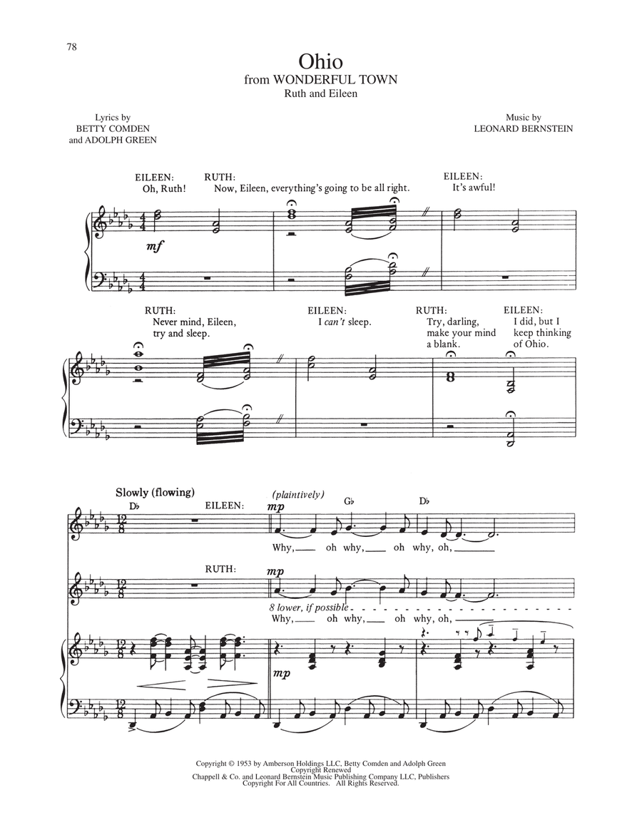 Ohio (from Wonderful Town) Piano, Vocal scores gallery preview page 1