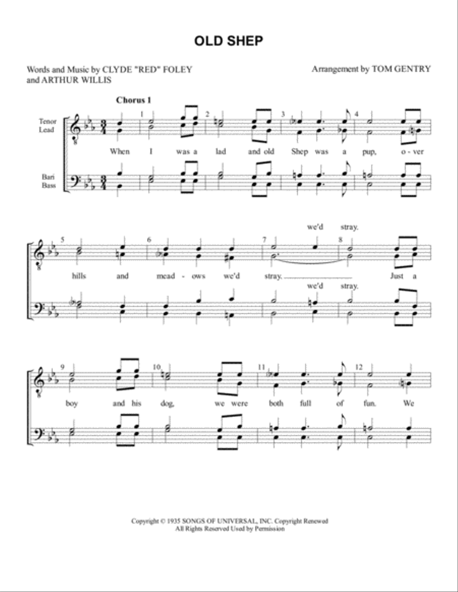 Old Shep TTBB scores gallery preview page 1